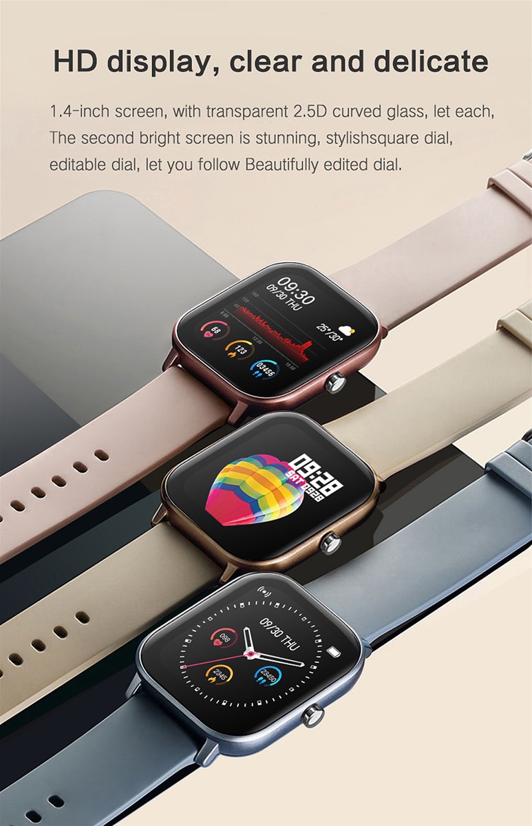 2021 Hot Sale 14 Inch TFT Color Screen 240240 Fitness Tracker Blood Pressure Women P8 Smart Watch