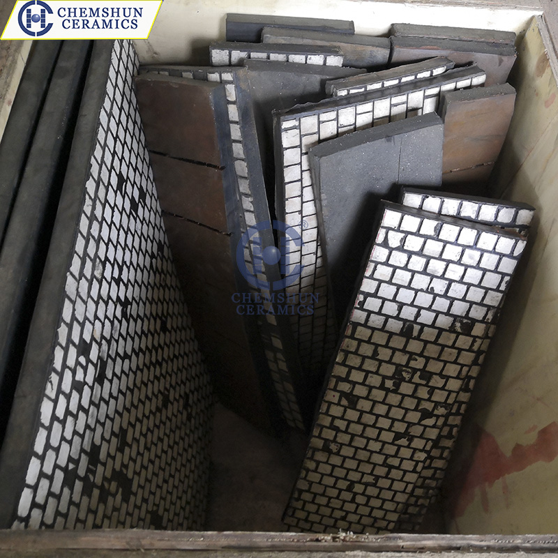 Rubber Backed Ceramic Wear Tile as wear plate