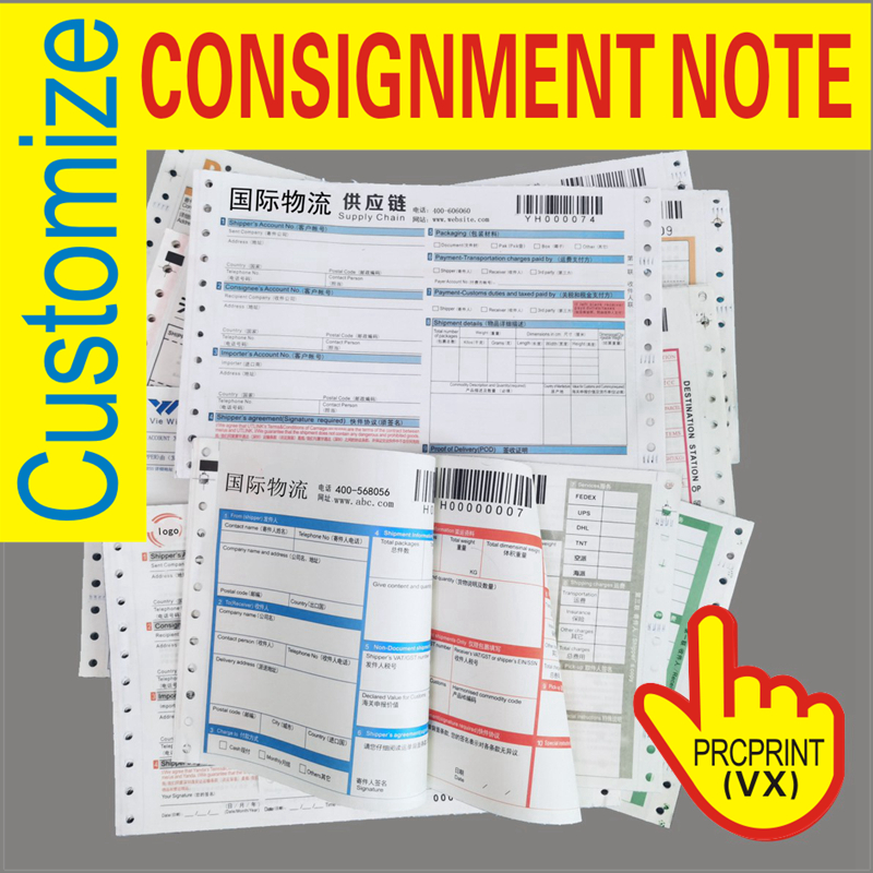 Receipt book invoice or waybill printing service with barcode and serial number for courier