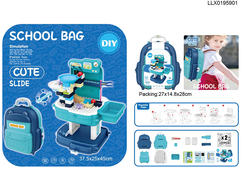 Blocks schoolbag playset kid toys