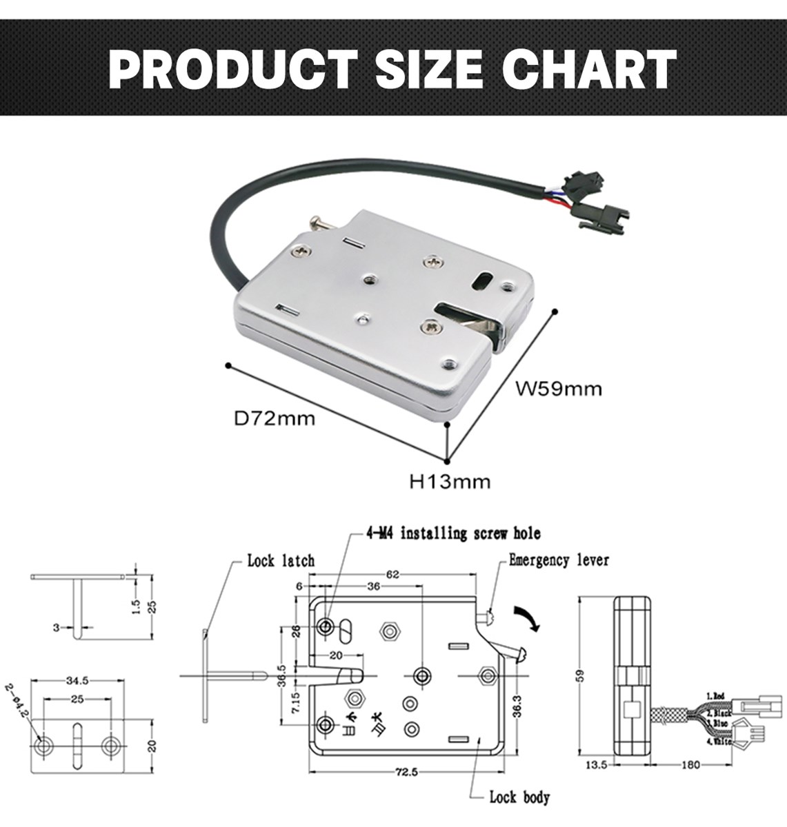 KERONG Concentrate Control Supermaket Cabinet Electric Locks