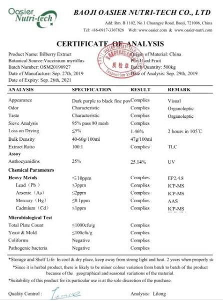 Bilberry extract powder manufacturer