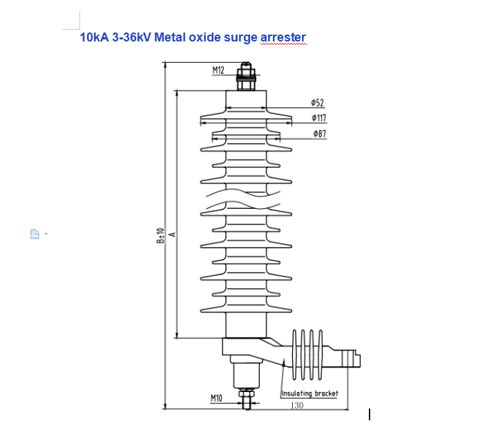 10KA surge arrester for distribution transmission line mediumhigh voltage polymer with silicon housing