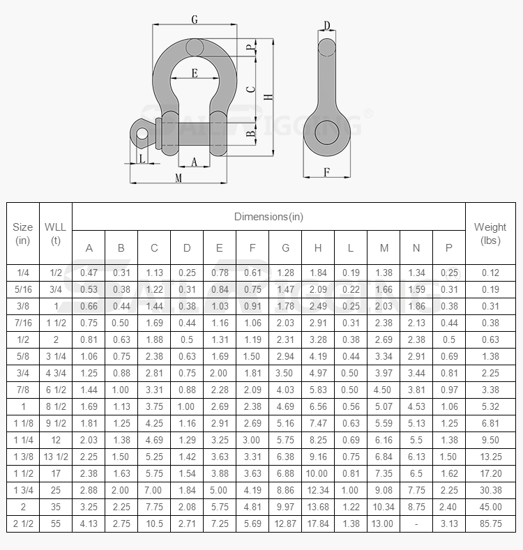 Heavy Duty US Type Galvanized Steel Forged Screw Pin Anchor Bow Lifting Marine Rigging Shackle 58