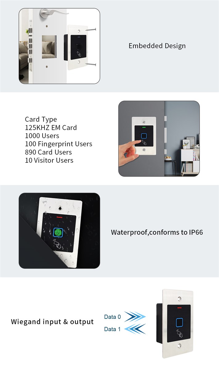 Secukey Metal Case Standalone Fingerprint Access Control RFID 125KHz EM Card Reader Access Control System