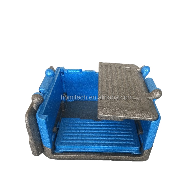 Bio Degradable Black EPP Flip Container Expanded Polypropylene Foam Cooler Insulation Box For Cold Chain Transportation