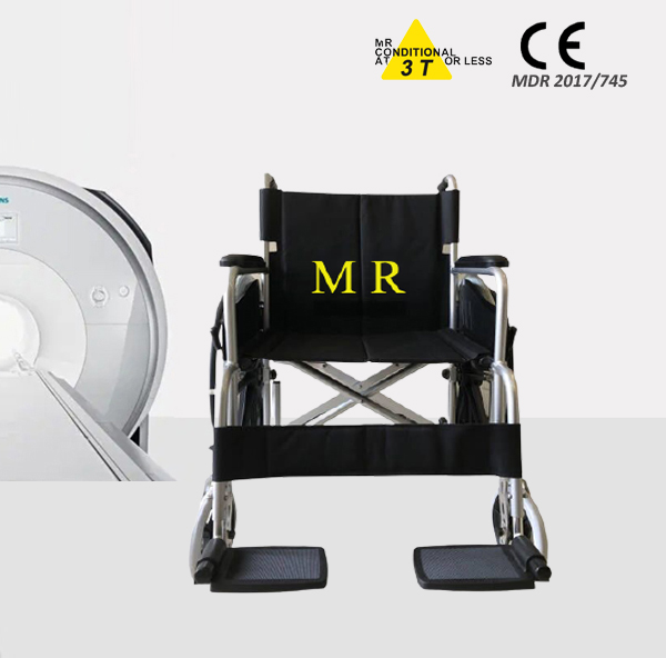 Aluminium Alloy MRI Compatible Wheelchair with I V Pole for CT MR Room Use