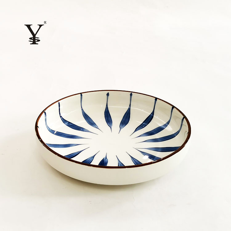 Porcelain Deep Plate Rice Soup Plate 8 inch Underglaze Strawberry Lemon Orange