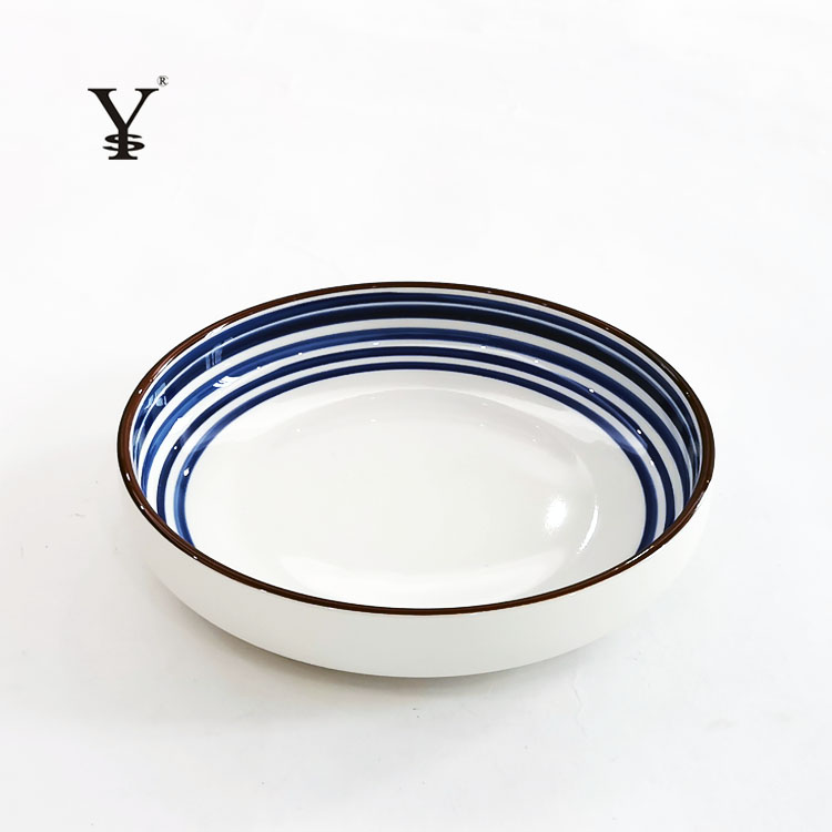 Porcelain Deep Plate Rice Soup Plate 8 inch Underglaze Strawberry Lemon Orange