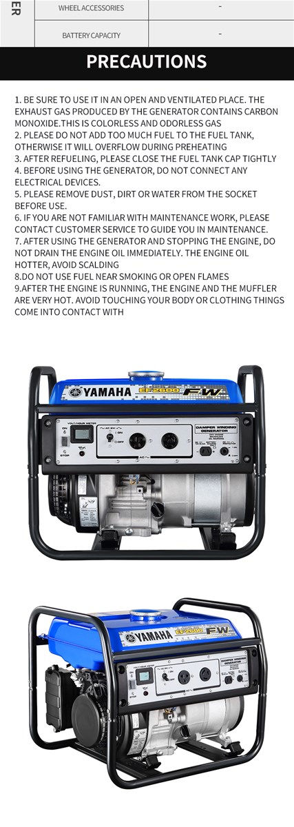 Generator EF2600FW Rated Power 2KVA