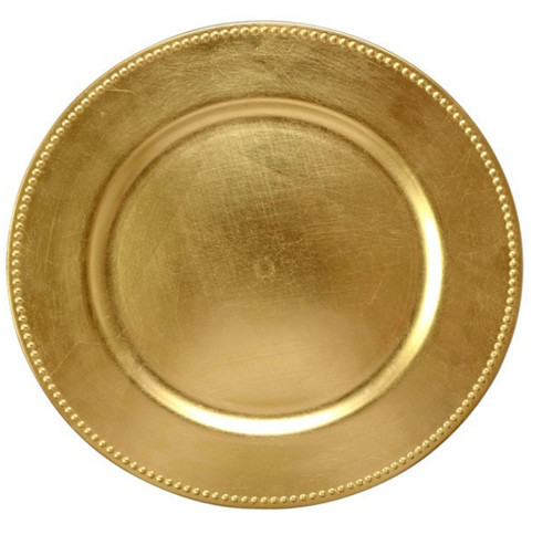 China Supplier Gold Beaded Colored Plastic Charger Plate