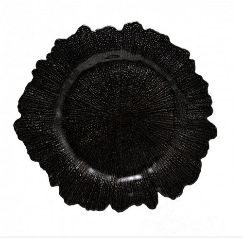 Black Reef Glass Fancy charger plates for Wedding Event Table Decoration