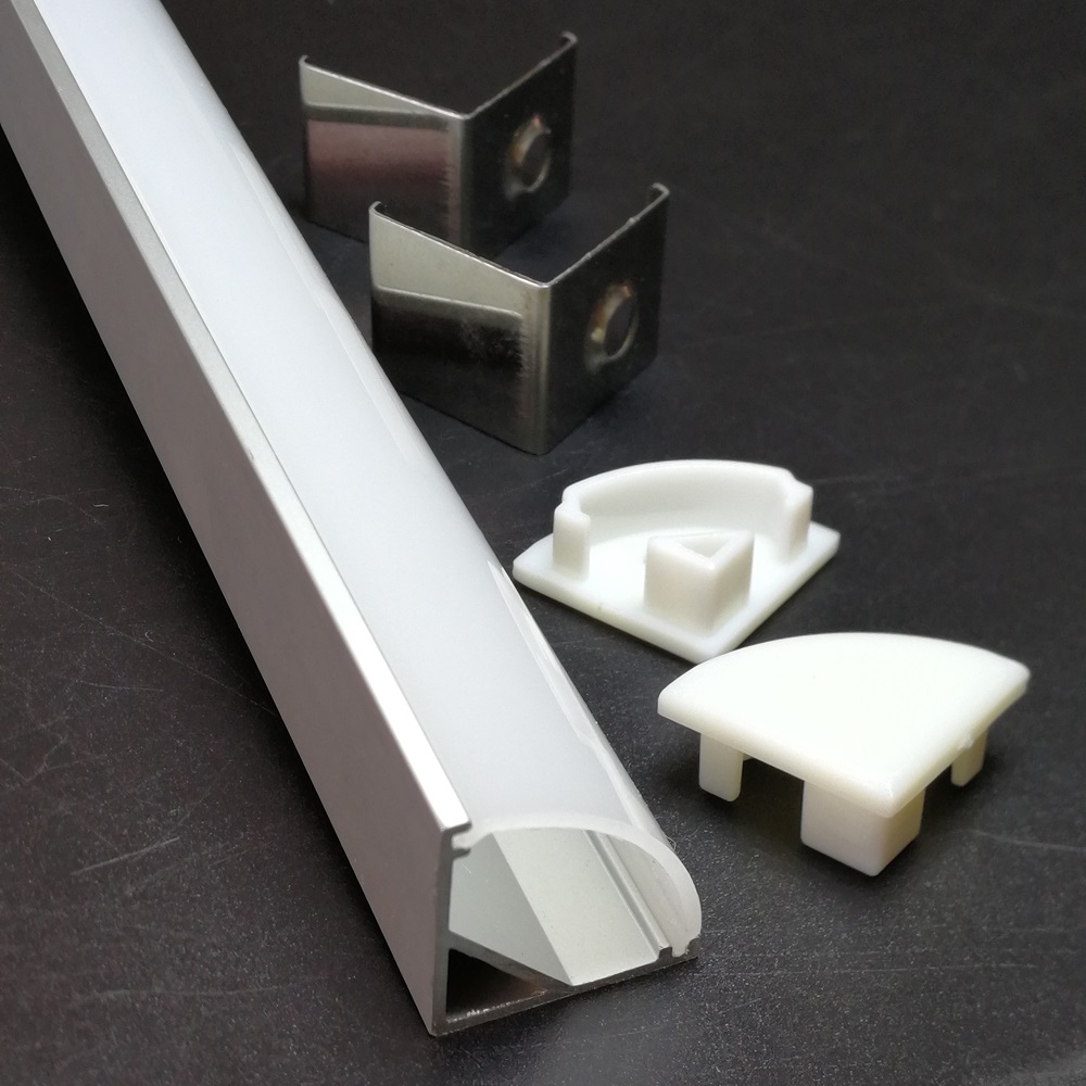 Angled LED aluminum profile Housing 16x16mm 10mm 45 degree Corner extrusion U V channel for 2835 5050 strip