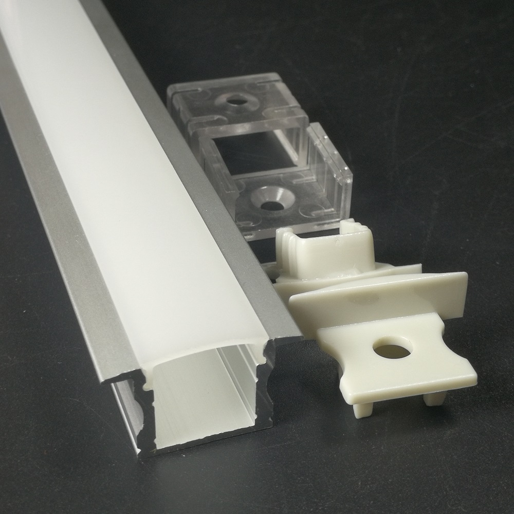 flush mounting Aluminium led profile extrusion U Channel Milky White PC Cover PMMA Diffuser housing for led strip
