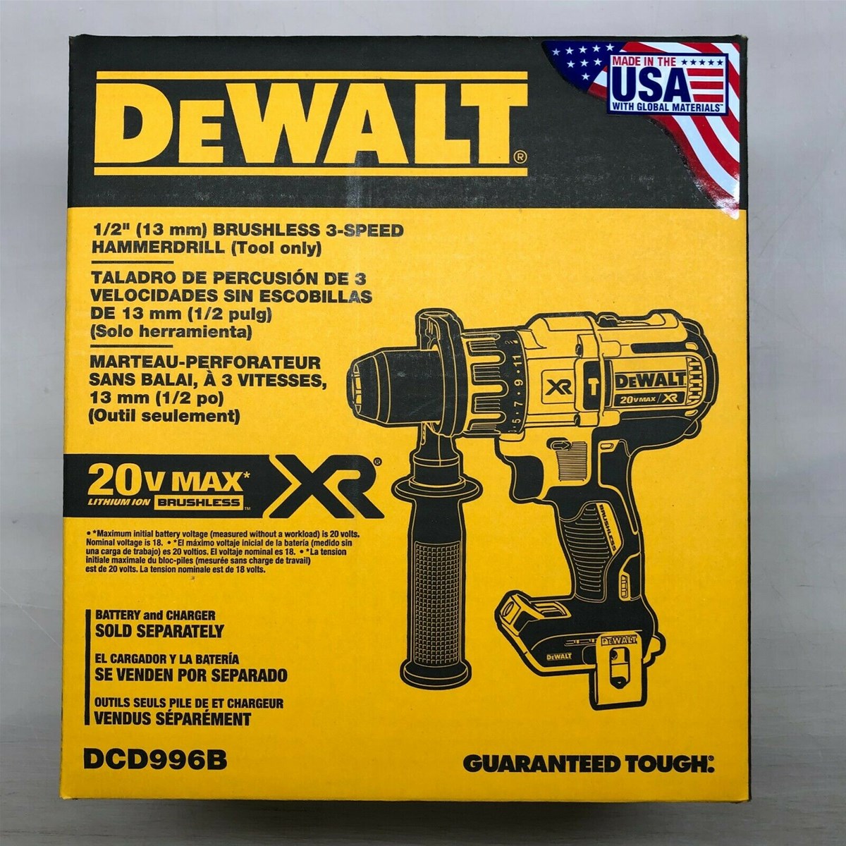 Best Origina DeWalt DCD996B 20V Max XR Brushless Cordless 12 Hammer Drill BareTool New