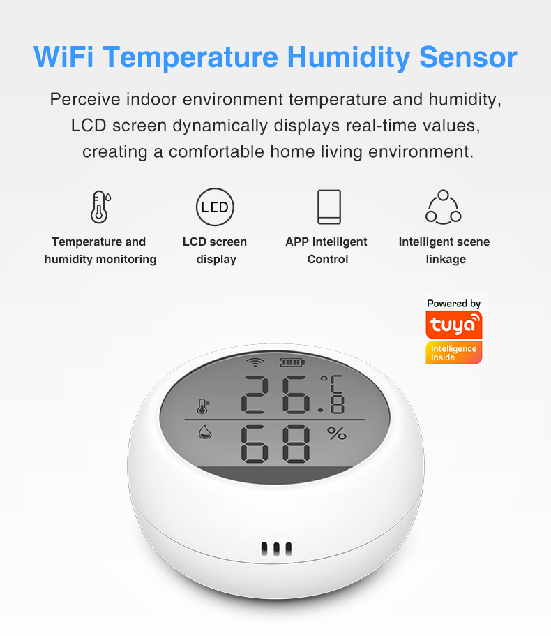 WiFi LCD Sreen Temperature Humidity Alarm Detector