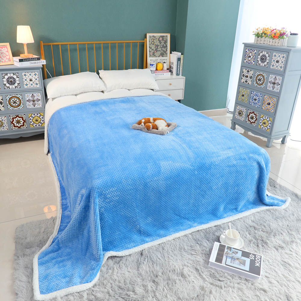 100polyester wholesale solid flannel luxury lavish home throw blanket double layer sherpa