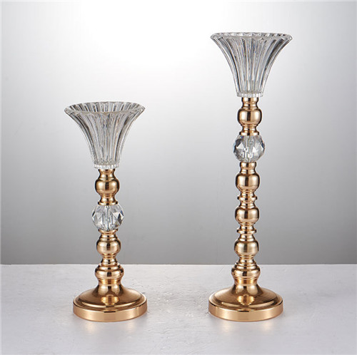 Unique Design Iron Wedding Vase with Glass Bowl