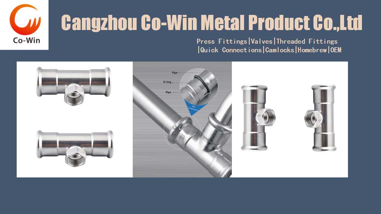 Stainless Steel Pressing Pipe Fittings Female Tee