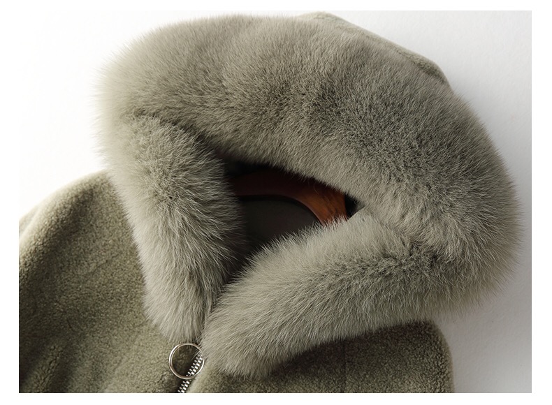 Winter Fox Fur Collar Plush Wool Overcoats Female Thick Plus Size Outfit Warm Fur Hooded Ladies Jacket Winter