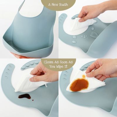 Eco friendly waterproof silicone bib bowl training spoons silicone tableware toddler dishes baby feeding set