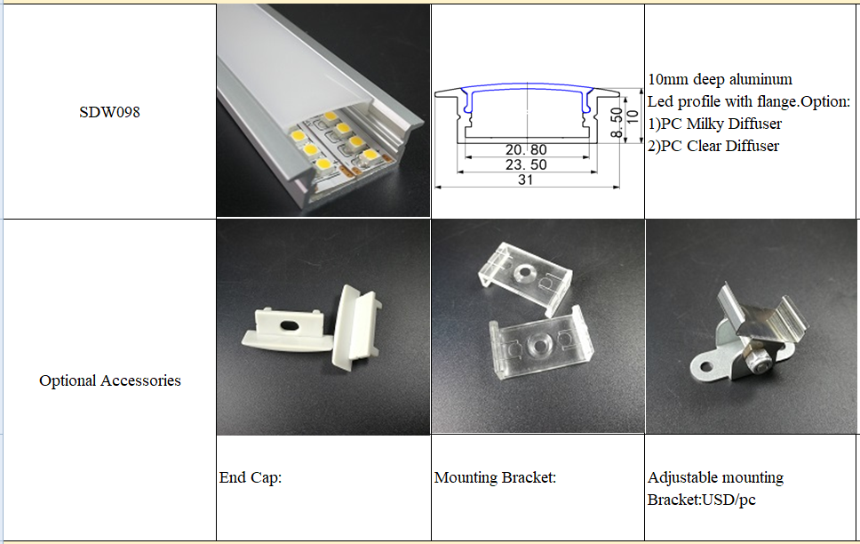 Hot Sale Wide Recessed aluminum led channel extrusion embedded aluminium profile for led strip lights