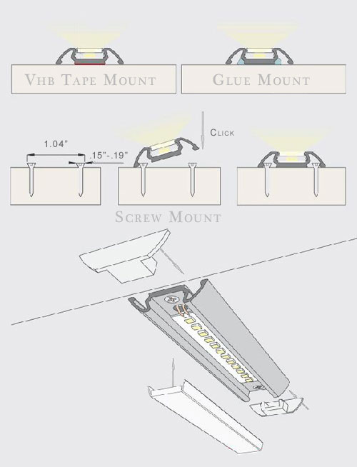 Kitchen Cabinet light Flat Aluminum LED channel profile for led strip