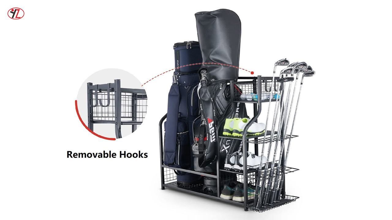 Best Metal Two Golf Bag Organizer Stand Storage Rack For Garage Manufacturer
