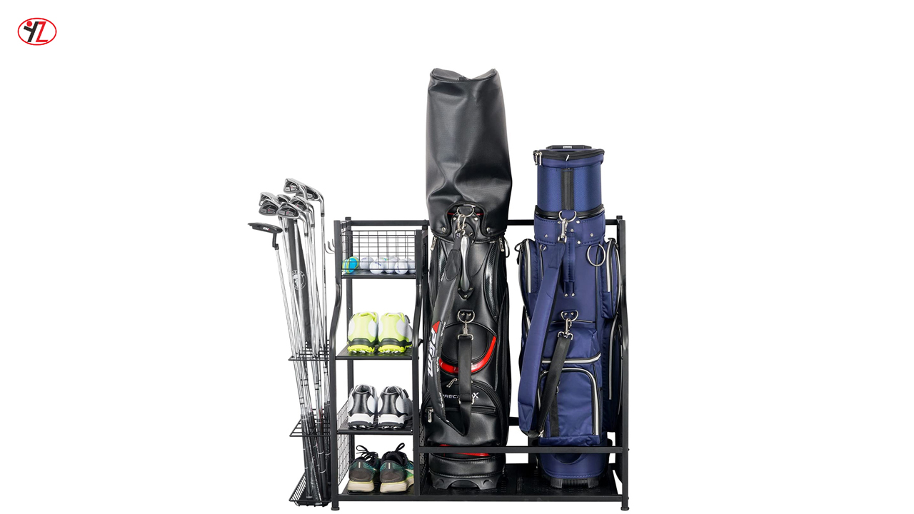 Best Metal Two Golf Bag Organizer Stand Storage Rack For Garage Manufacturer