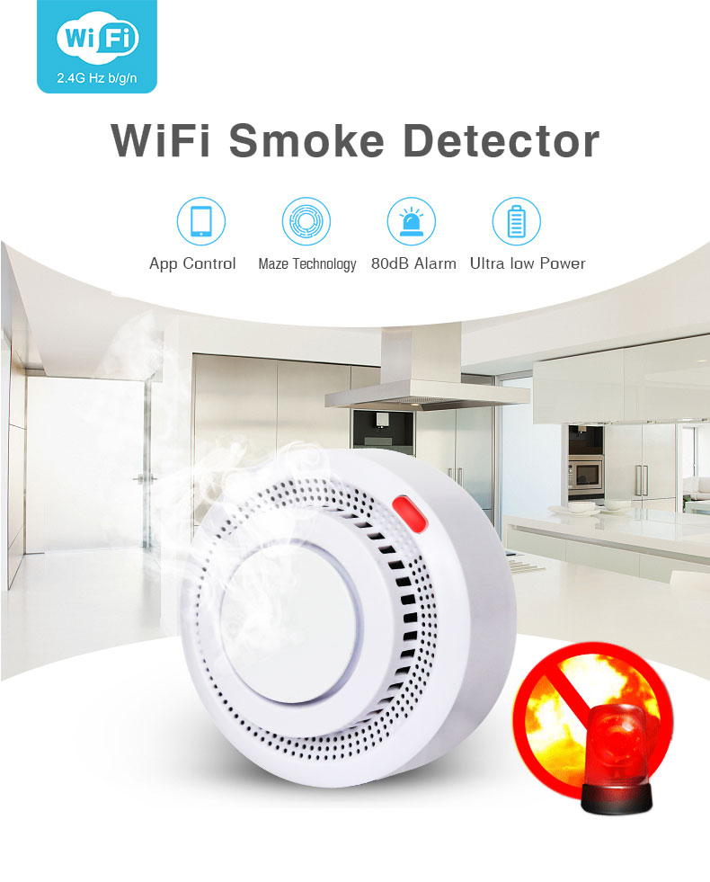 WiFi Smart IoT Wireless Smoke Fire Alarm Detector