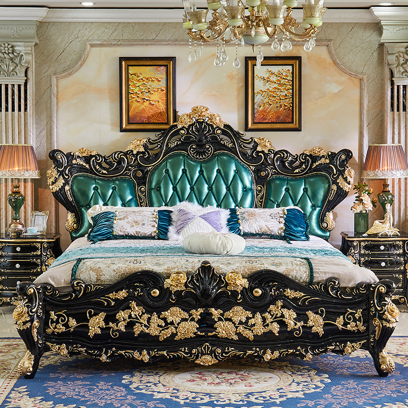 European Royalty High Quality Furniture Bed Customized Leather Bed Luxury Bed