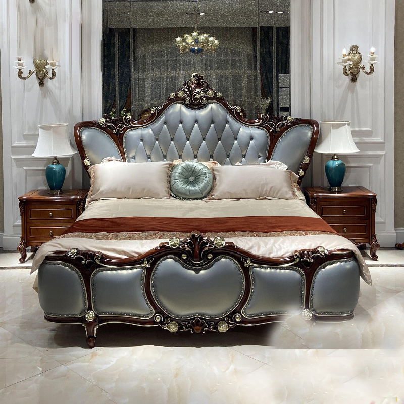 European Royalty High Quality Furniture Bed Customized Leather Bed Luxury Bed