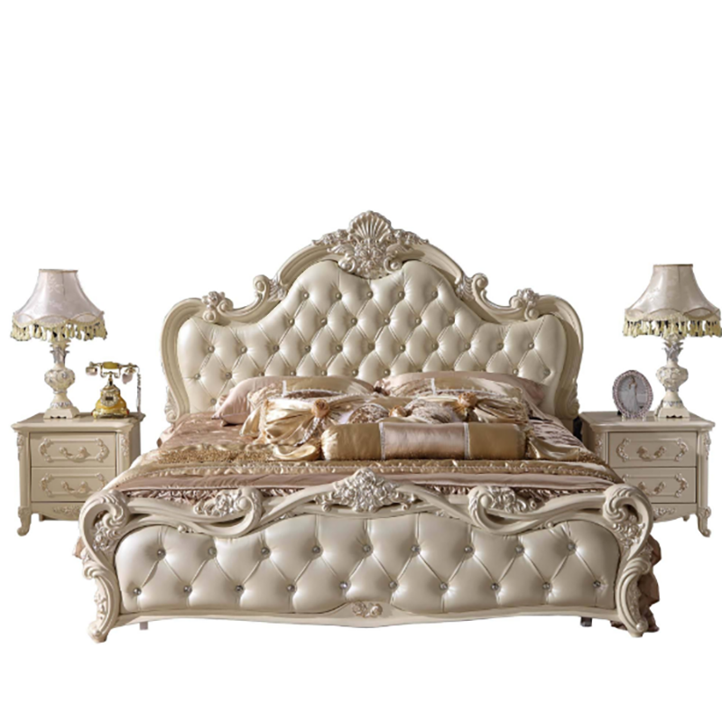 European Royalty High Quality Furniture Bed Customized Leather Bed Luxury Bed