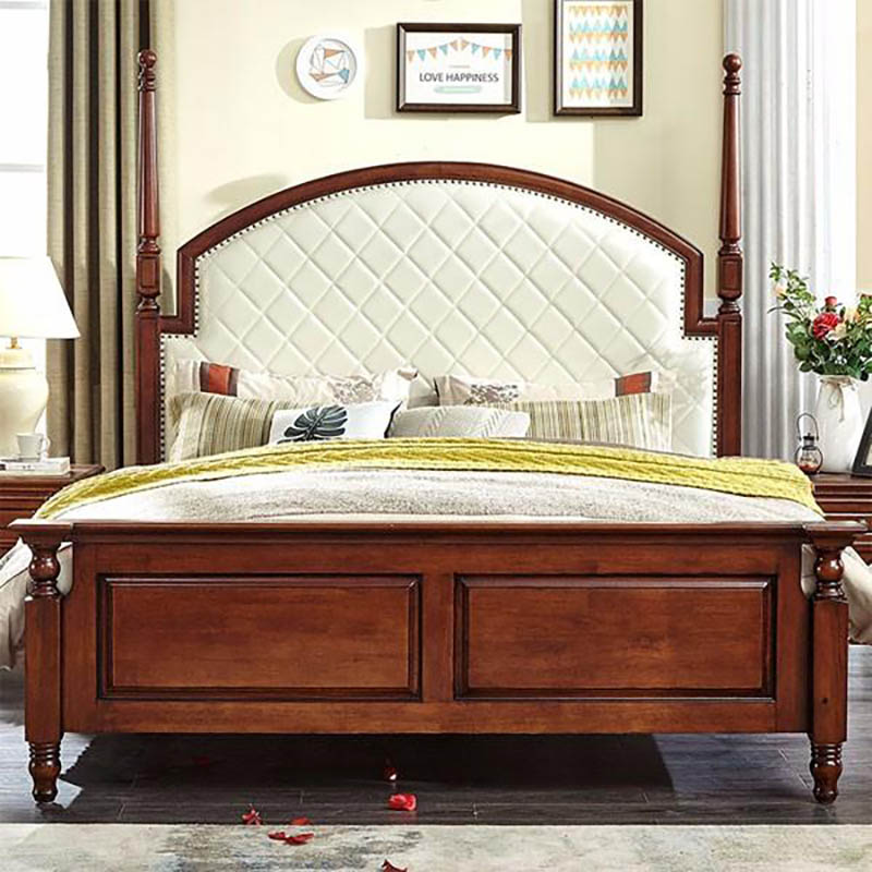 Umikk Wooden Furniture Modern Hotel Bedroom Bed Customized Wood Leather Bed