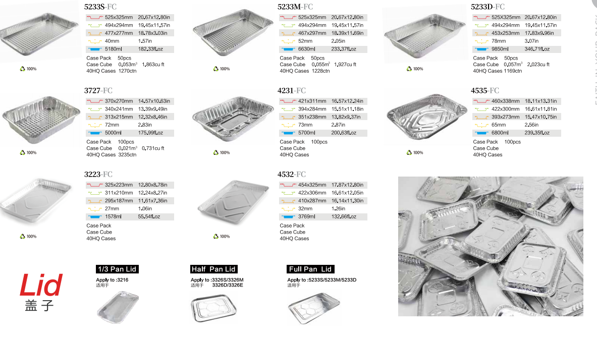 aluminum foil containers for food packaging