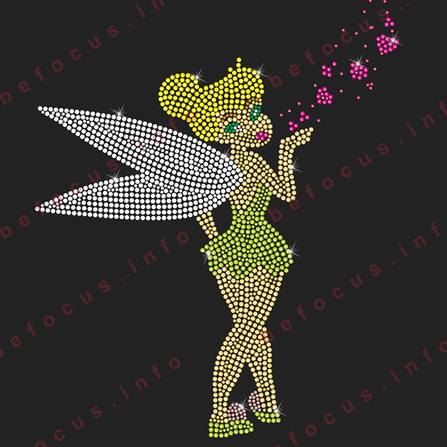 Angel Girl Design Hot Fix Rhinestone Transfer Hotfix Pattern for TShirt