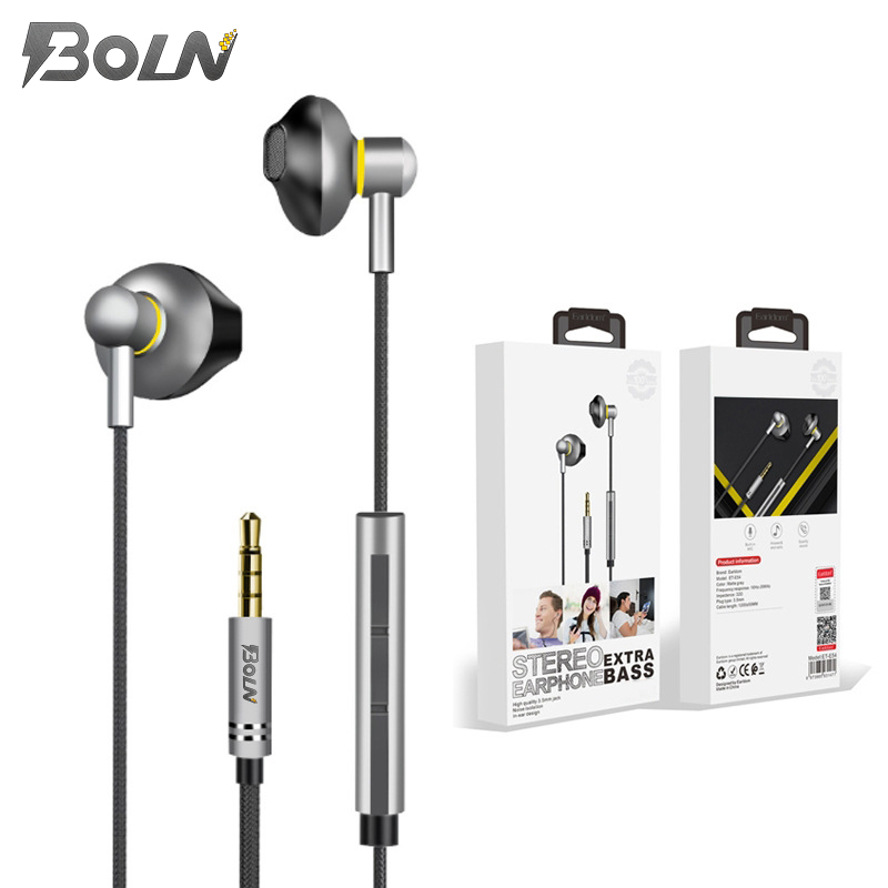 Dual Driver Wired powerful bass metal Stereo Sport Earbuds with Mic earphone mini earbuds