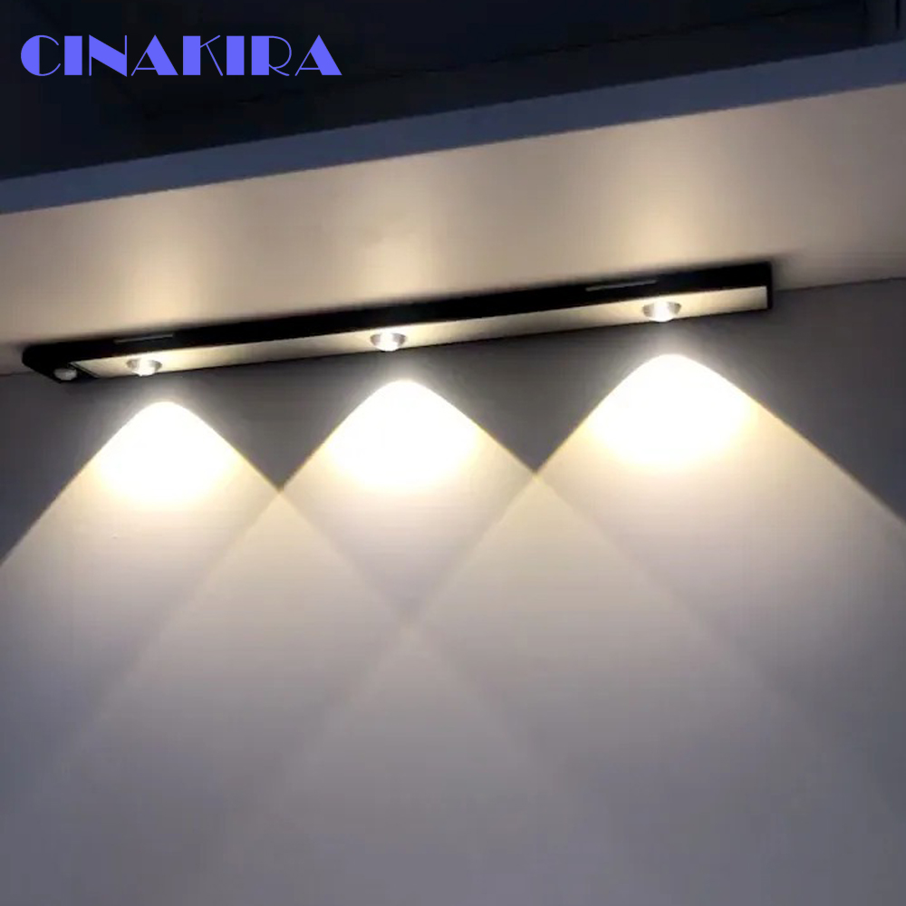 Motion Sensor Led Under Cabinet Lighting Strip Bar USB Wireless Battery Operated Rechargeable Cat Eye Closet Light for K