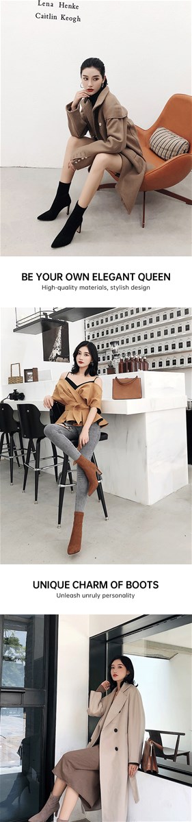 Sexy high heels thin elastic boots 2021 autumn winter ins tide thick HEELS SHORT BOOTS childrens socks boots net red th