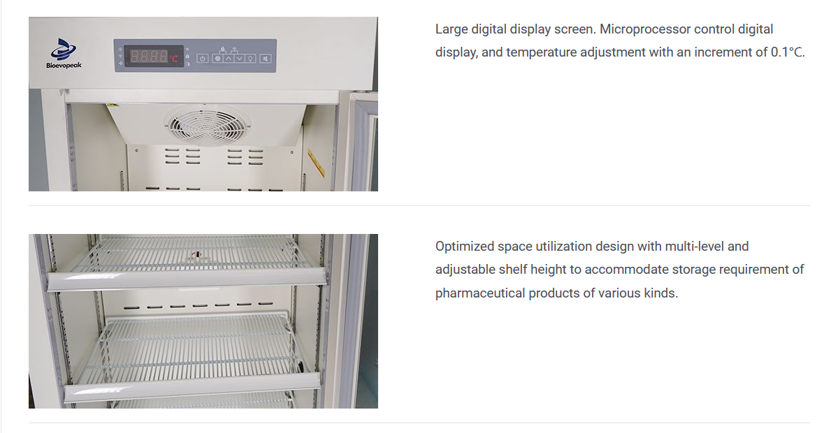 Bioevopeak Double Door Laboratory Pharmacy Medical Refrigerator 28 Degree Vaccine Refrigerator