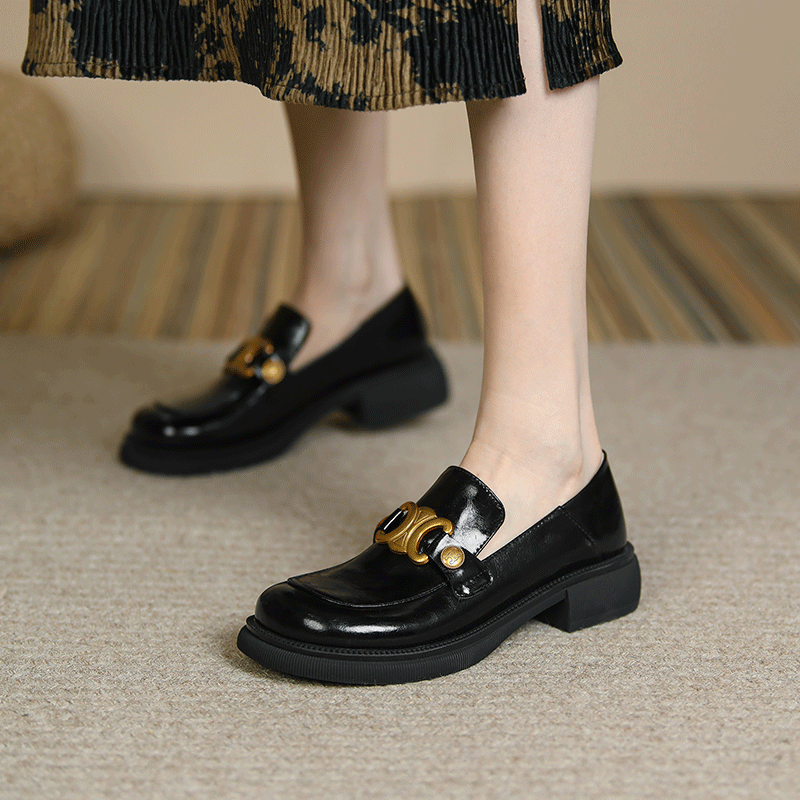 Retro single shoes thick soled raised Lefu shoes womens 2021 new round head thick heel small leather shoes British styl