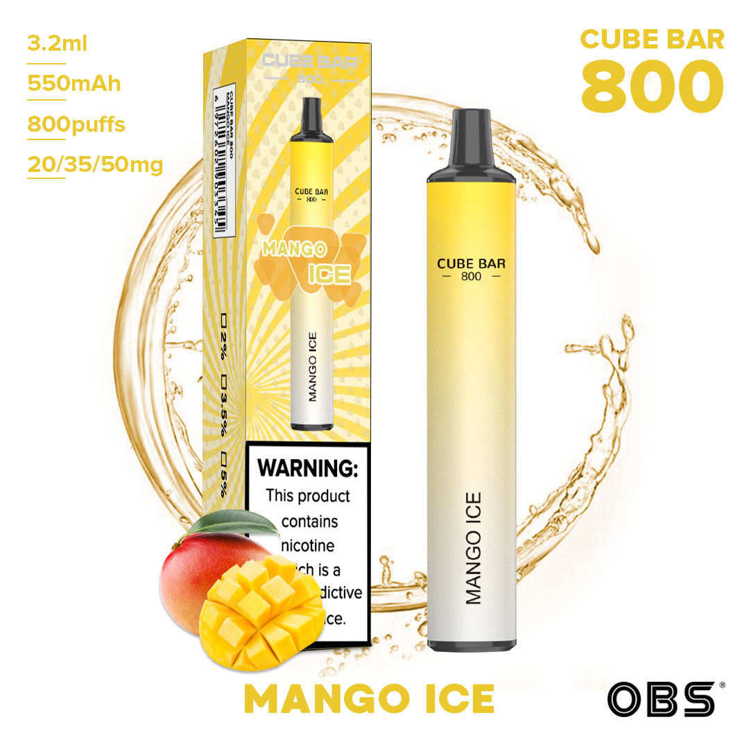 Wholesale E Cigarette 550mAh 800puffs Fruit Flavours Disposable Obs Cube Vape Bar