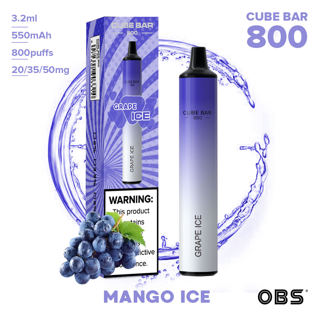 Wholesale E Cigarette 550mAh 800puffs Fruit Flavours Disposable Obs Cube Vape Bar