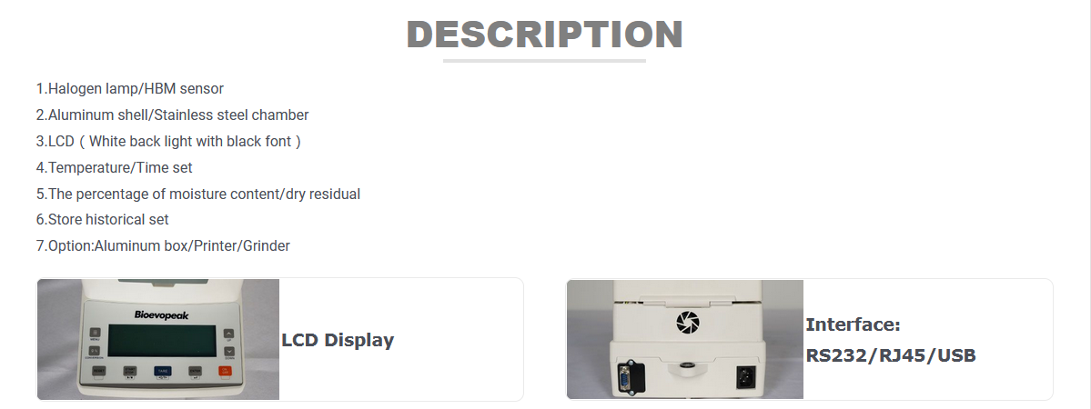 Bioevopeak MCA110 Series 0001g001g 110g Moisture AnalyzerMoisture Balance for Laboratory