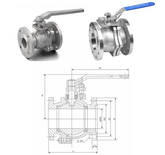 SS304 ball valve 2PC mounting pad PTFE ball valve