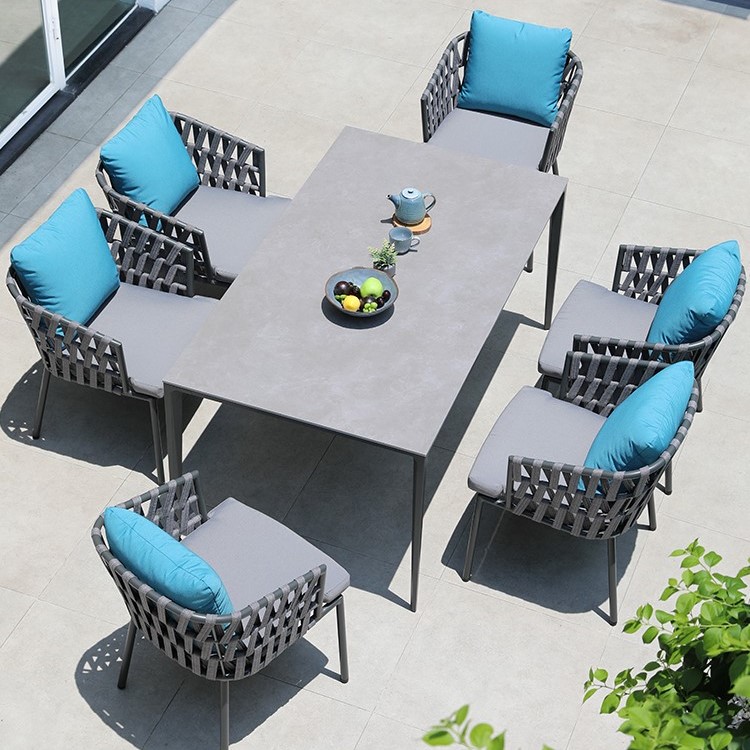 Aluminium Garden Dining Set Table and Chair Set with 12mm Sintered Stone Top