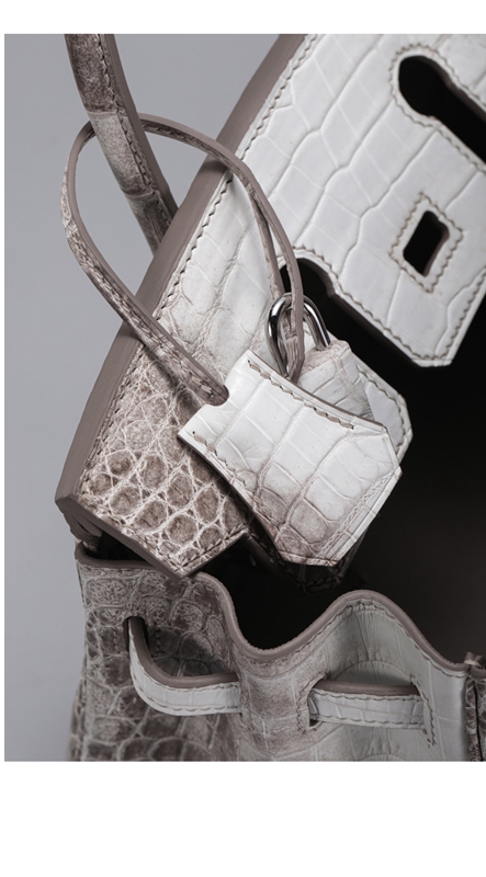 Gradient Himalayan Platinum Imported Nile Crocodile Leather Womens Handbag 25CM Support Customization