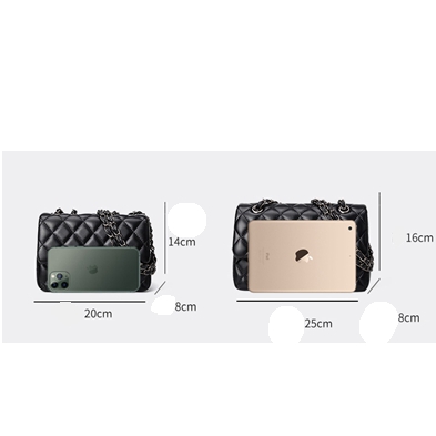 Leather Fashion Womens Bag New Trend Line Diamond Chain Bag Small Fragrance Style Shoulder Messenger Bag