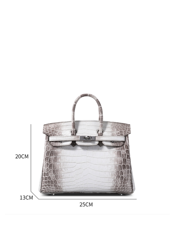 Gradient Himalayan Platinum Imported Nile Crocodile Leather Womens Handbag 25CM Support Customization