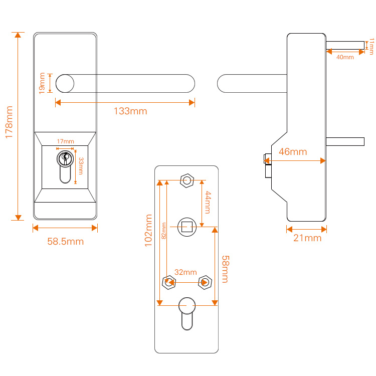 panic device security trim available for wooden door and steel door